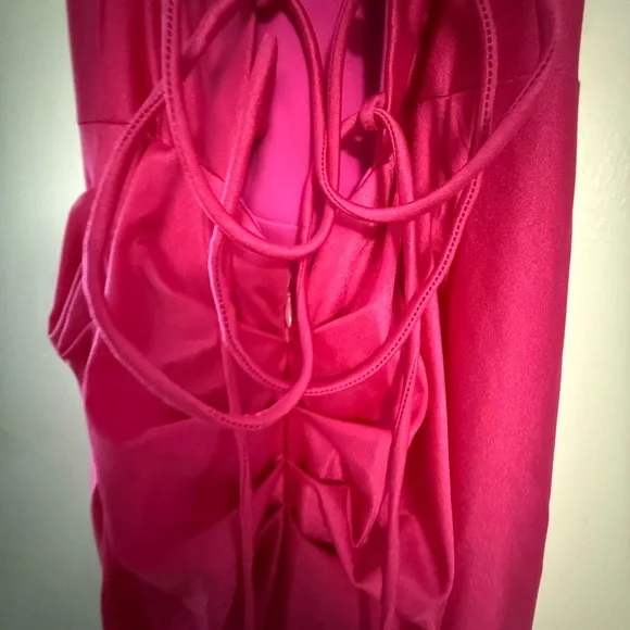 Aqua Pink Satin Corset Gown Size 6 - Picture 5 of 6